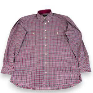 Gitman Bros Mens L Shirt Button Down Casual Blue Pink 100% Cotton